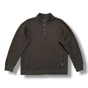 Eddie Bauer Brown Quilted 1/4 Button Pullover Medium